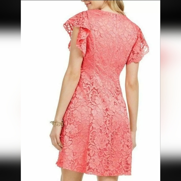 Jessica Howard Womens Petal Pink Spring Lace Floral Fit & Flare Dress. Size 8 - Picture 2 of 4